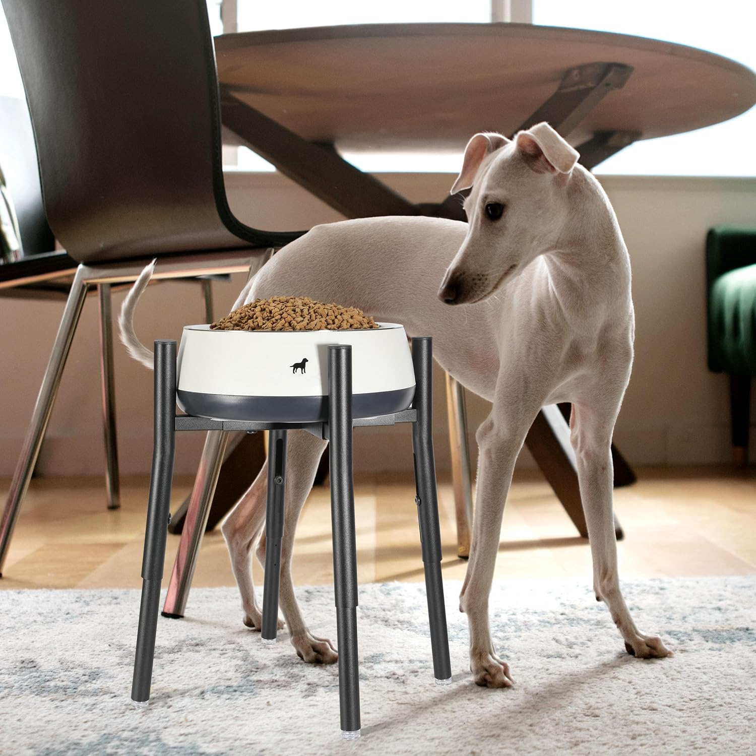 Raised Single Dog Bowl Stand, Adjustable 12-16" Tall, Elevated Dogs Food Bowl Stand for 8-12" Wide Bowls, Dog Bowl Holder for Medium Large - Metal Pets Dish Holder Only - Black - Image 6