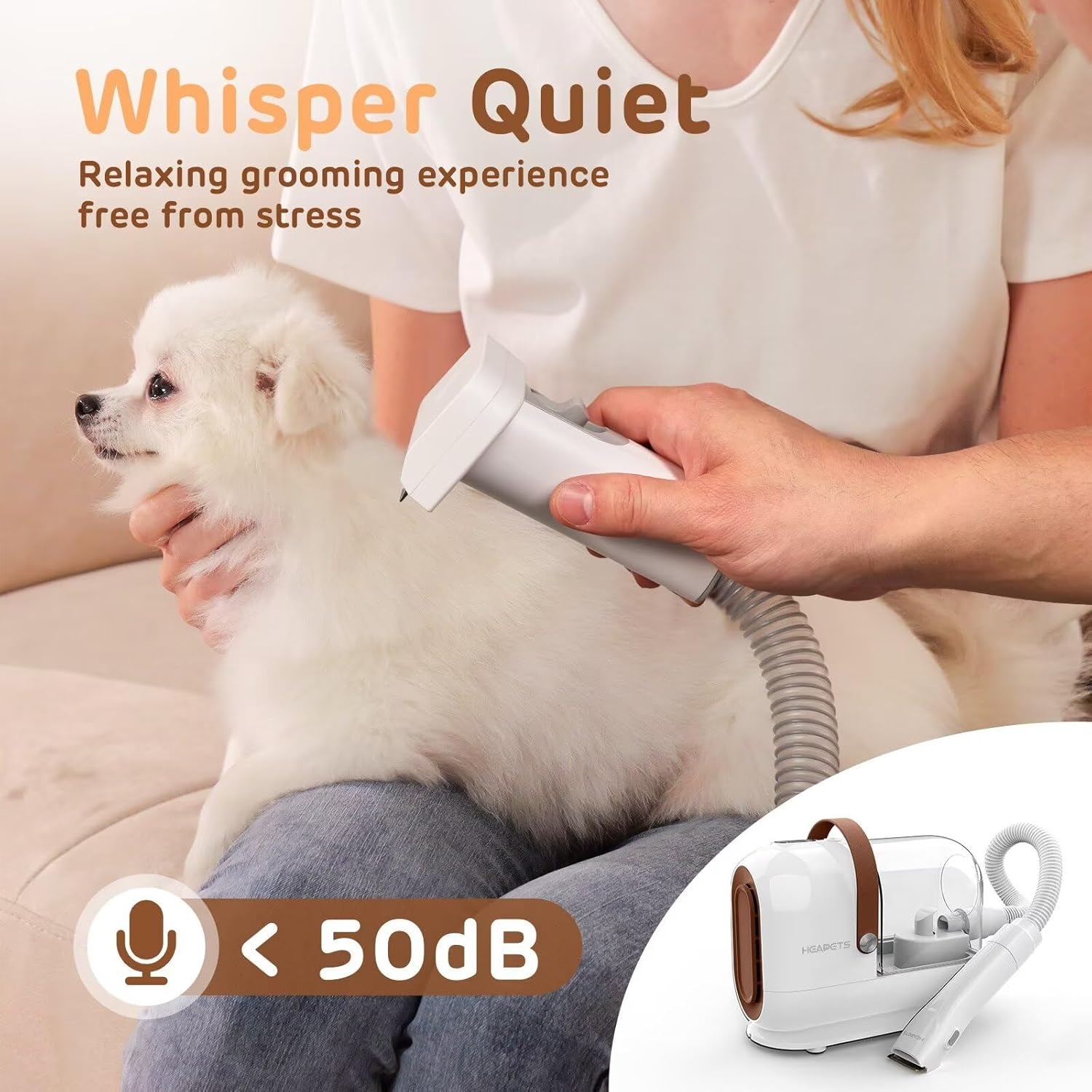 Dog Grooming Vacuum Kit - 3L Vacuum with 7 Tools, Low Noise Electric Clipper and Brush for Pet Shedding at Home, White - Image 8