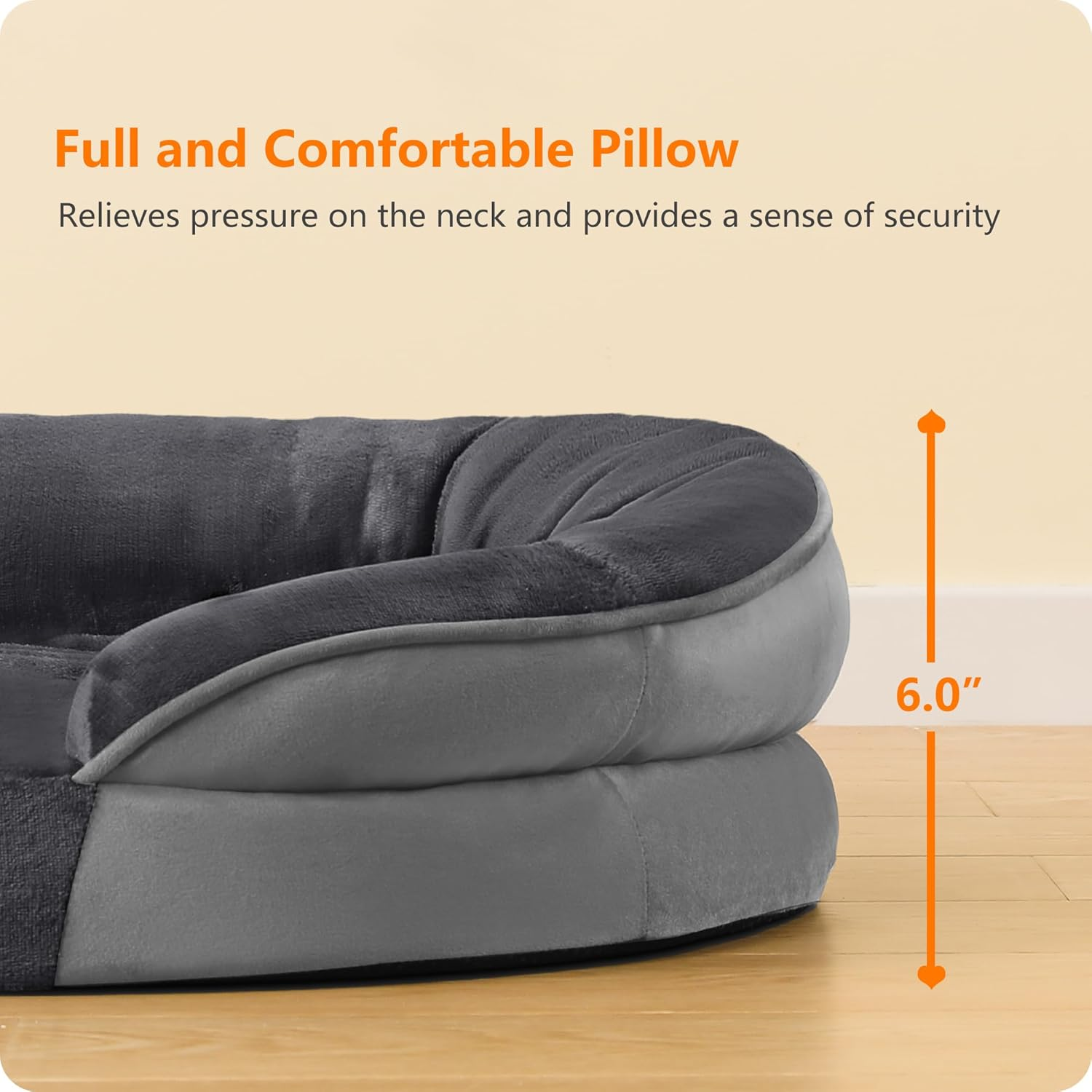 Orthopedic Dog Bed for Medium Dogs with Gel Memory Foam, Waterproof Dog Sofa, Washable Pet Bed with Four Sided Bolster Cushion, Removable Cover & Non-Slip Bottom, 35", Dark Gray - Image 8