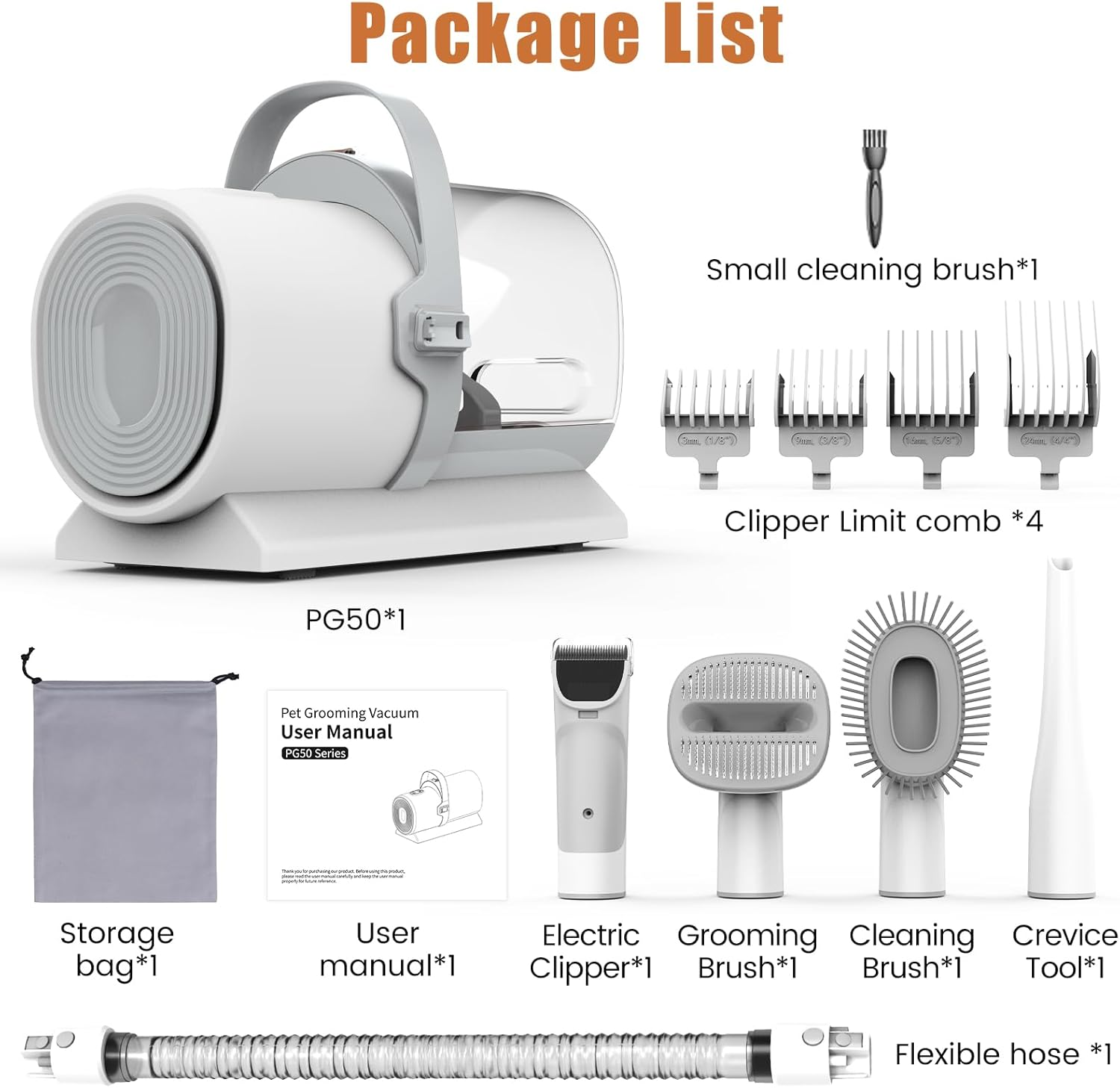 Dog Grooming Vacuum, Pet Grooming Kit with Dog Clippers, 2.5L Dust Cup 11000Pa Dogs Vacuum for Shedding Grooming, 5 Grooming Tools Home Cleaning in 1, Low Noise Pet Grooming Vacuum for Dogs, PG50 - Image 8