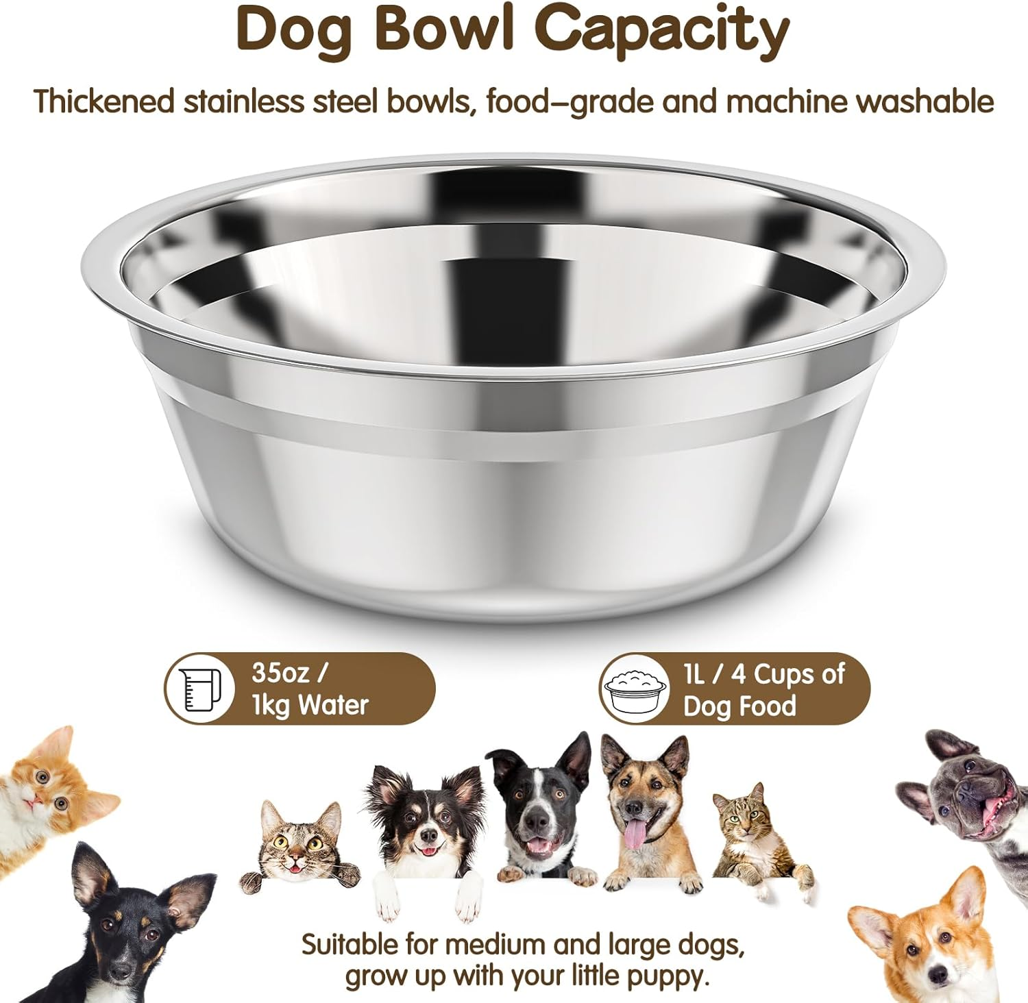 Elevated Dog Bowls Large Breed Raised Dogs Bowl Stand Large/Medium Sized Dog 1L Food Water Bowl Stands 5 Heights Adjustable 9/11/12/14In Black Pet Feeder Dish Station - Image 8