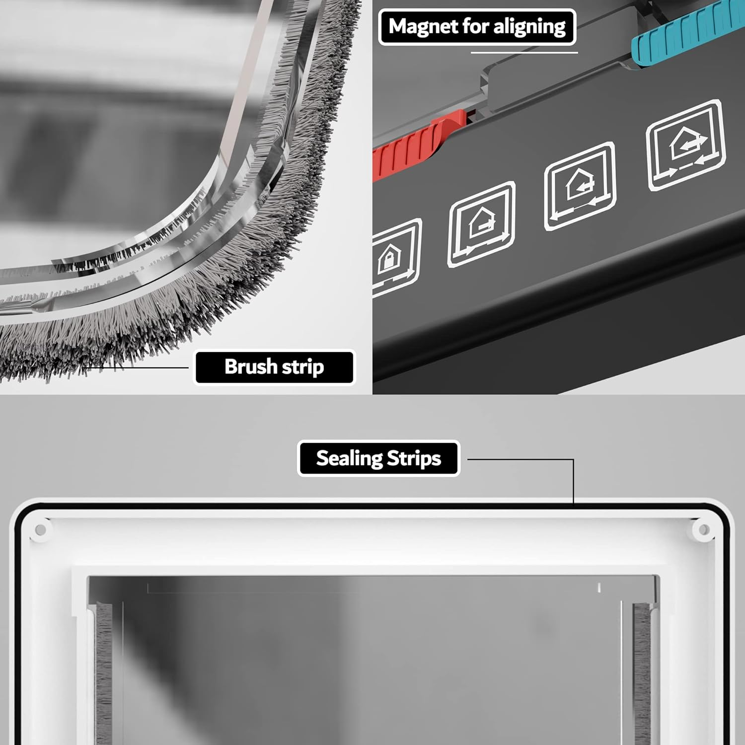 Medium Cat Door Interior Door Pet Door for Cat Exterior Door 4 Modes Locking Suitable for Window and Wall (White) - Image 4