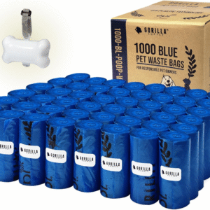 1000 Dog Poop Waste Bags with Dispenser and Leash Tie, 9" X 13", Blue, 1000 Count