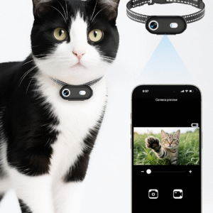 Cat Camera Collar with Phone APP, 1080P HD Video Recording, Xs/M-Size Pet POV Cam for Dogs & Big Cats, Cordless Pet Collar Cameras with APP Viewing (Xs-Collar)