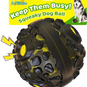 Dog Ball for Aggressive Chewers - Interactive Dog Toy Balls Fun Squeaky Sound to Keep Them Busy, Durable for Small Medium Large Breeds, Rubber Pet Chew Toys, as Seen on TV, Black & Yellow