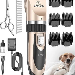 Dog Clipper Low Noise, Dog Grooming Kit with Rechargeable, Pet Shaver Cordless Electric Quiet Hair Clipper Set for Dogs Cats Pets（Gold）