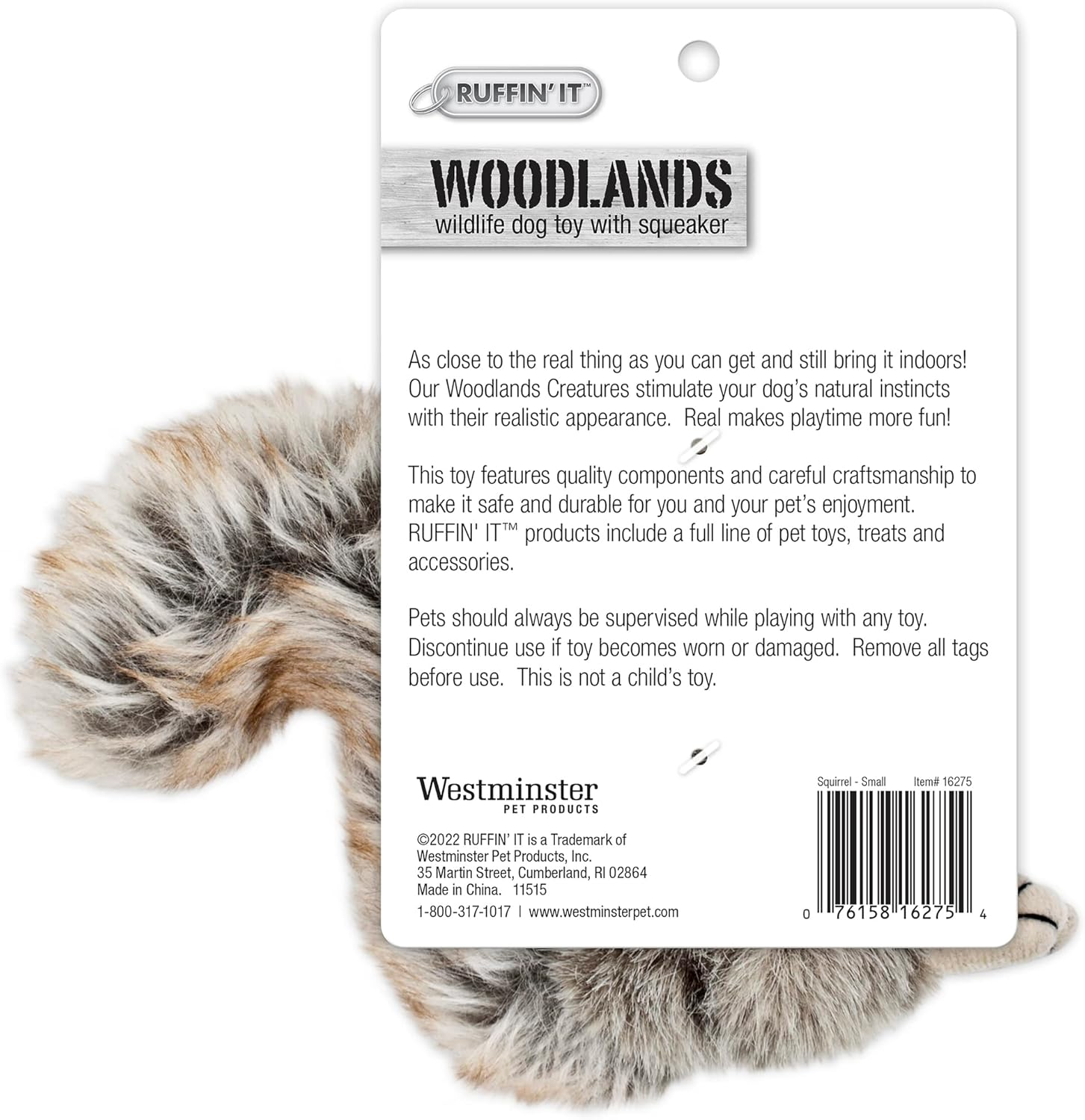 Woodlands Plush Squirrel Dog Toy, Small - Image 3