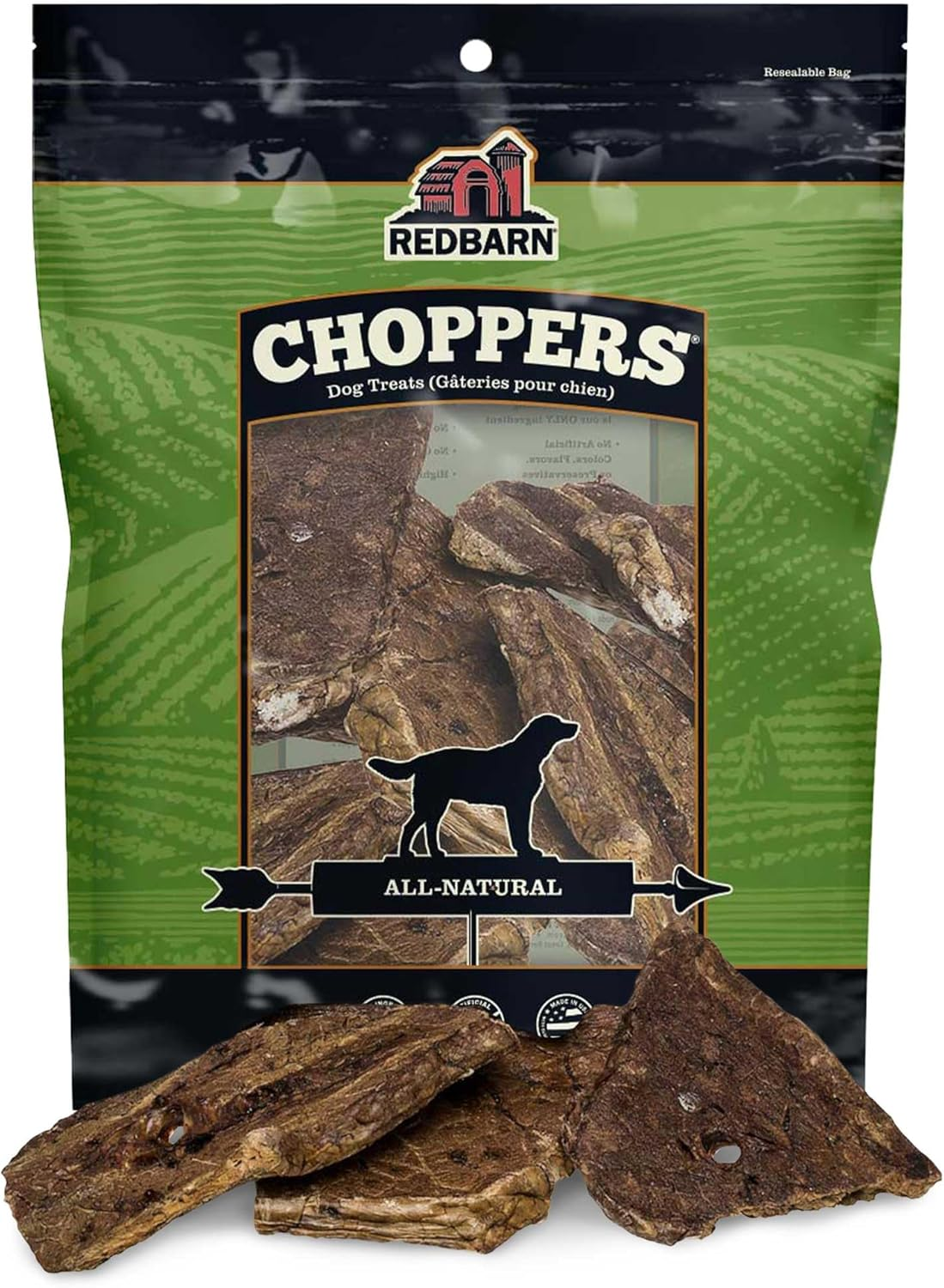 Natural Choppers Beef Lung Chew Treats for Dogs - Premium Made in USA Rawhide-Free Single Ingredient High Protein Low Fat - 9 Oz Bag