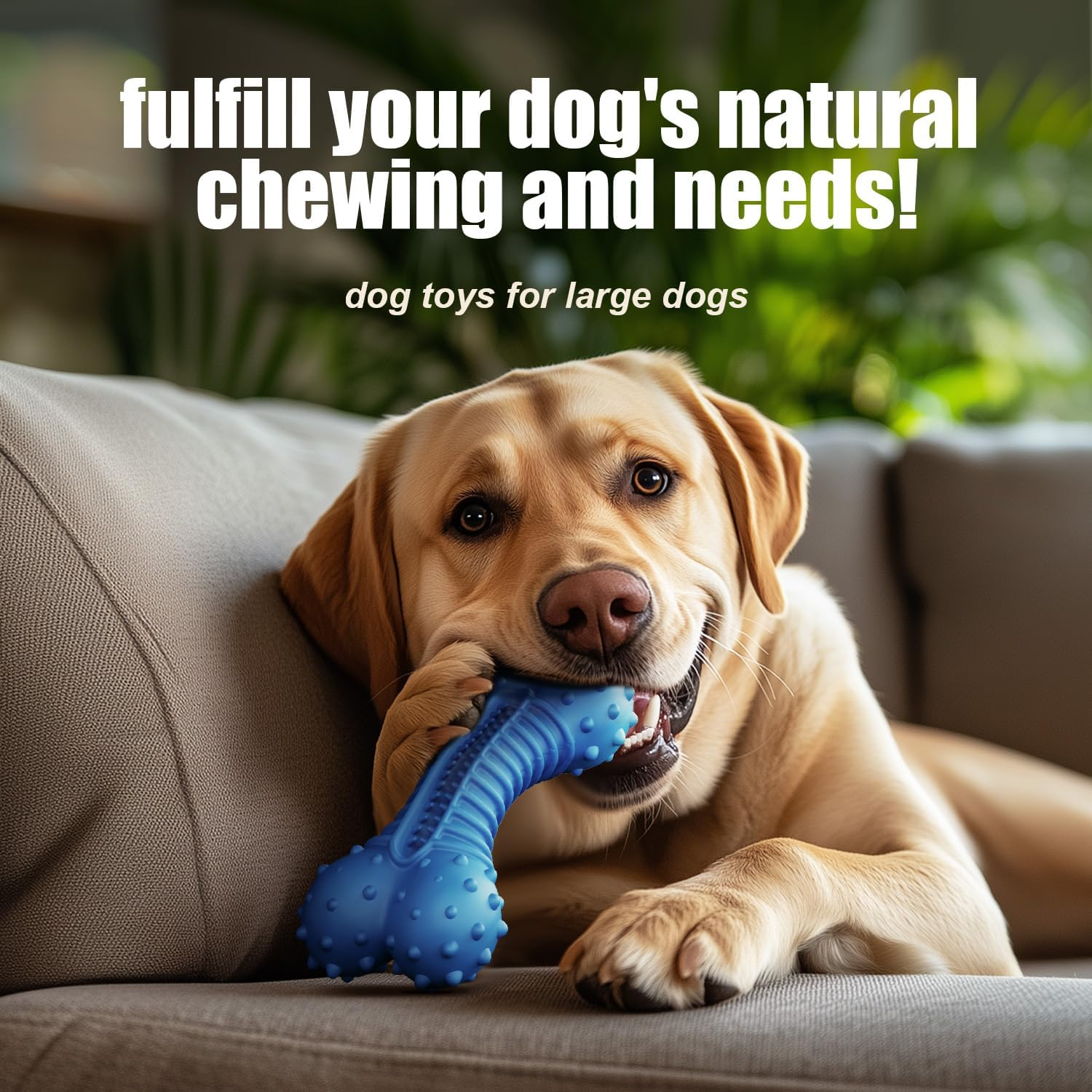 Dog Toys for Aggressive Chewers, Chew Toys for Medium Large Dogs, Durable Natural Rubber Toys with Bacon Flavor, Indestructible Dog Toy,Blue - Image 6