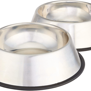 Stainless Steel Non-Skid Pet Dog Water and Food Bowl, 2-Pack (10 X 2.8 Inches), Each Holds up to 38Oz