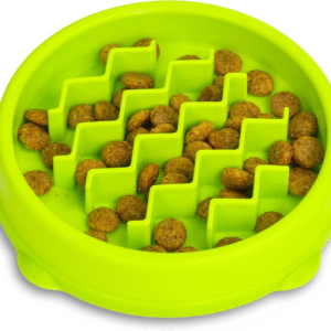 Kitty Slow Feeder Cat Bowl for Wet or Dry Cat Food, Helps Prevent Bloat & Improve Digestion, Non-Slip, Bpa-Free, Small, Green
