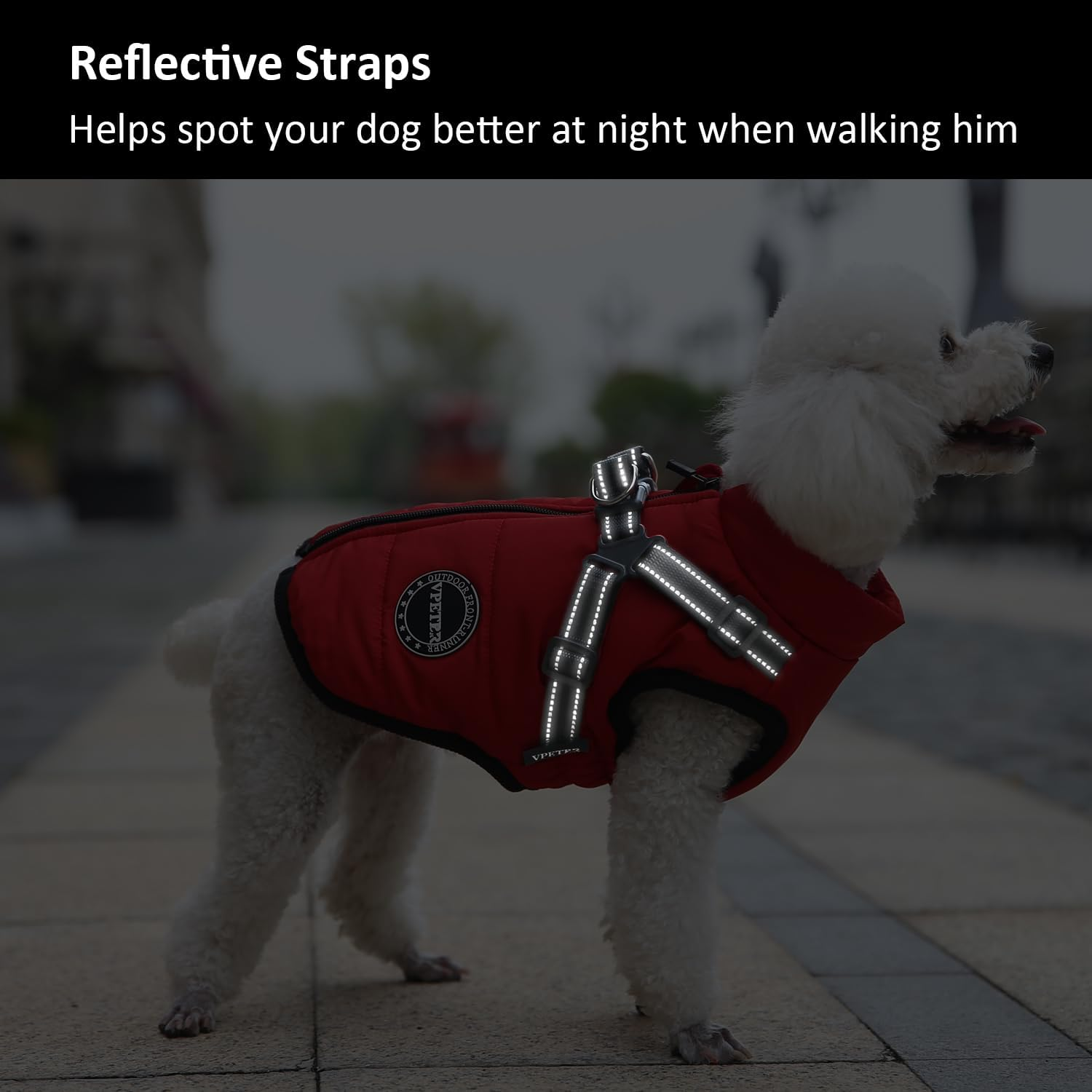 Dog Winter Coat,Warm Jacket Paded Fleece Pet Vest with Built in Harness, Windproof Reflective Cozy Adjustable Snow Pet Coat Clothes with Zipper for Small Medium Large Dogs - Image 6