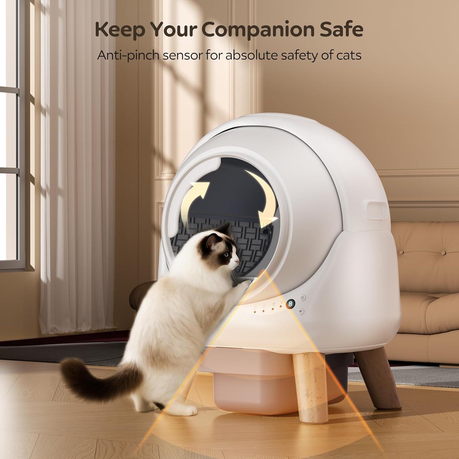 Self Cleaning Litter Box,Automatic Cat Litter Box for Multiple Cats,Robot with APP Control,Dual Safety Protection,Odor-Free Waste Disposal Includes Trash Bags,White - Image 7