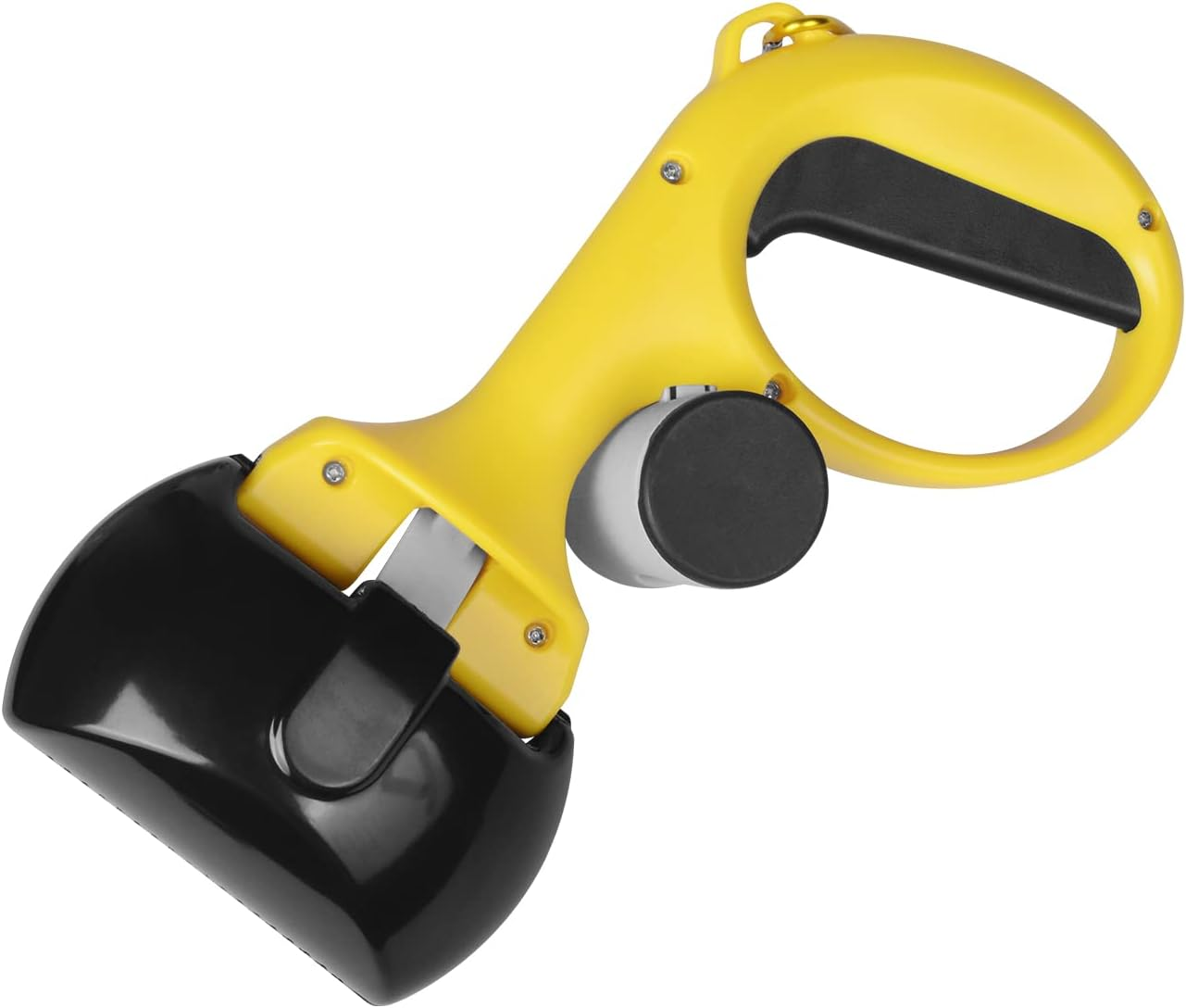 Pet Pooper Scooper for Dogs and Cats with Trash Bags Holder, Non-Breakable High Strength Material Poop Scooper for Easy Grass and Gravel Pick Up(Including a Roll of Trash Bag) (Yellow)