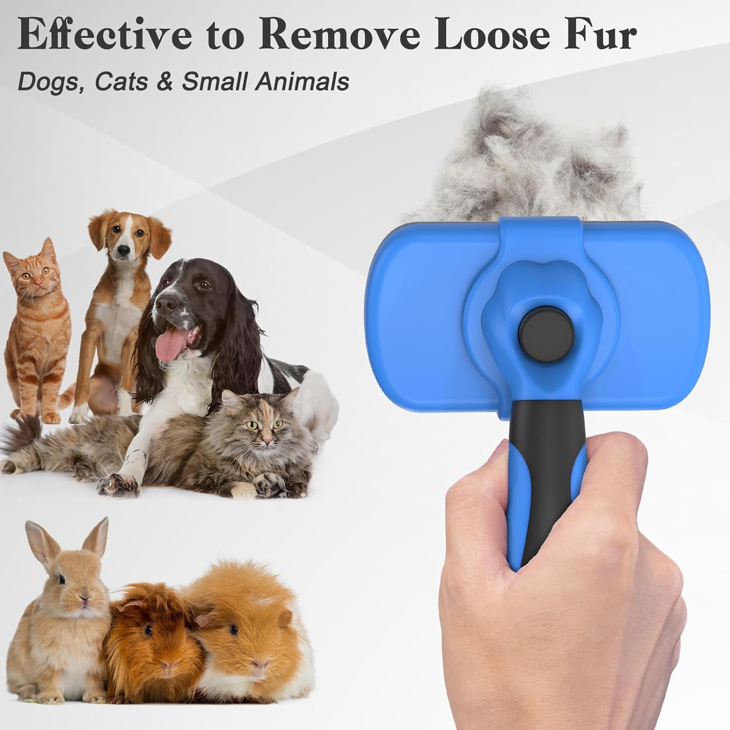 Self Cleaning Slicker Brush - Skin Friendly Deshedding Grooming Tool for Dogs & Cats, Suitable for Shedding & Haired Pets, with Pet Supplies Accessories, Blue - Image 6
