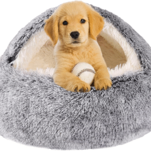 Hooded Dog Bed for Small Dogs, Nest Dog Beds, Washable Cute Cat Cave Bed, Cozy Nook Pet Bed for Dogs or Cats, Anti-Slip Puppy Bed Fits up to 22 Lbs Pets(Grey, 20" X 20")