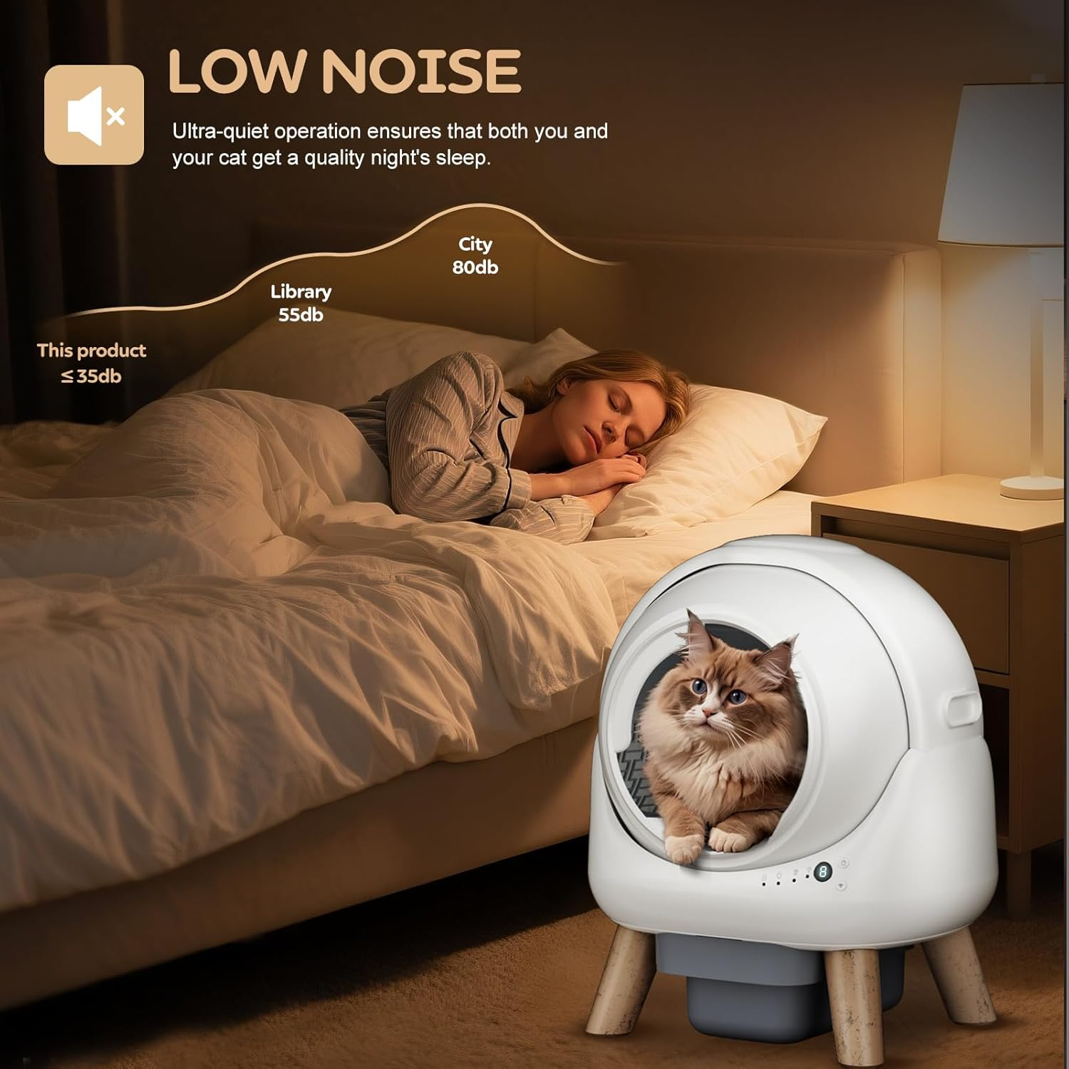 Self Cleaning Litter Box,Automatic Cat Litter Box for Multiple Cats,Robot with APP Control,Dual Safety Protection,Odor-Free Waste Disposal Includes Trash Bags,White - Image 5