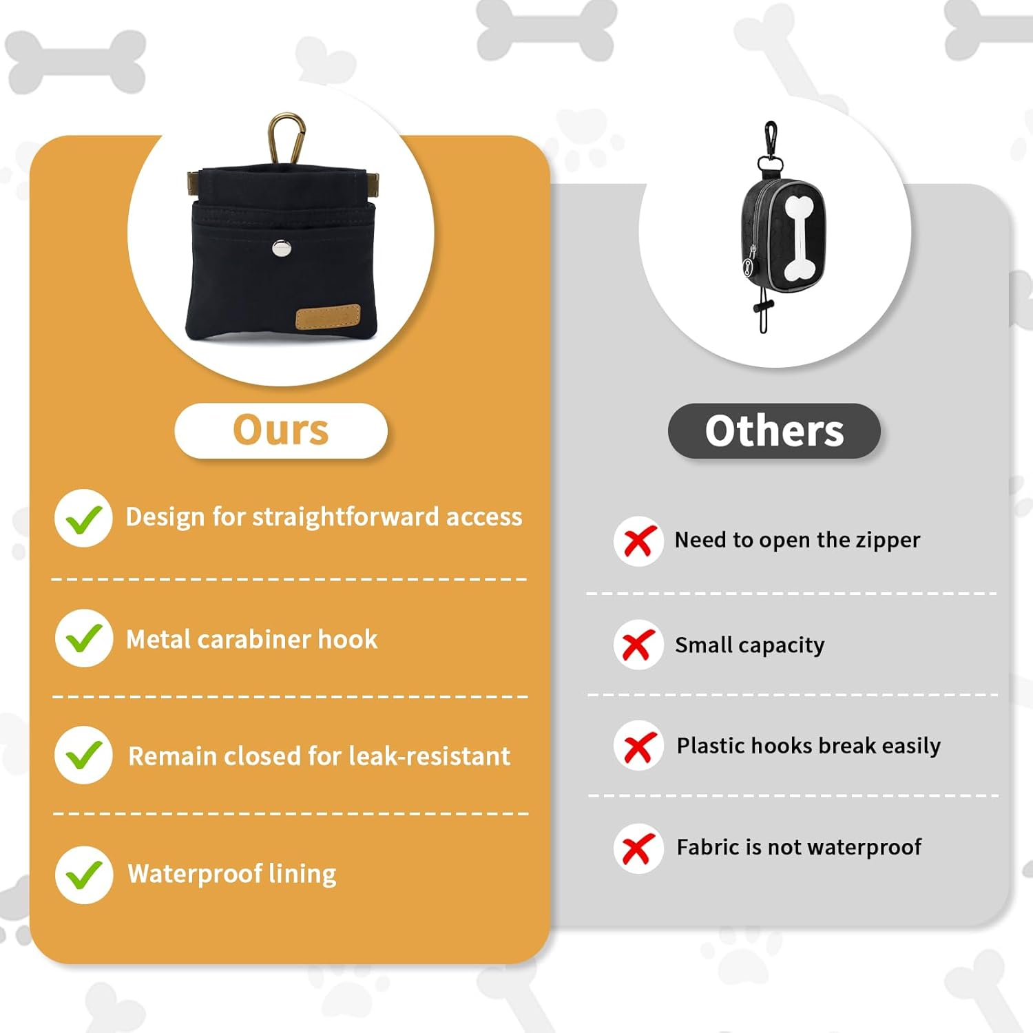 Dog Treat Pouch, Hand Free Dog Training Treat Bag with Carabiner & Magnetic Buckle, Auto Closing Dog Walking Bag for Puppy Travel or Outdoor Use, Pet Feed Snack Reward Pocket, Black - Image 6