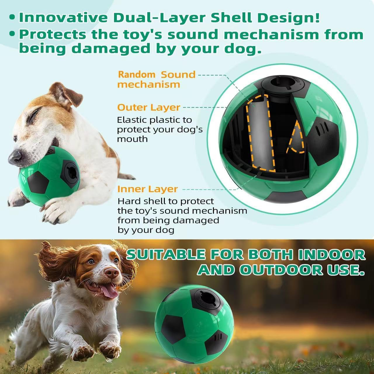 Interactive Dog Toys Soccer Ball, Indestructible Dog Balls Perfect for Large Medium Breed, Dogs Puzzles for Smart Dogs & Treat Dispensing Dog Toys to Keep Them Busy, Dog Slow Feeder Treat Ball - Image 6