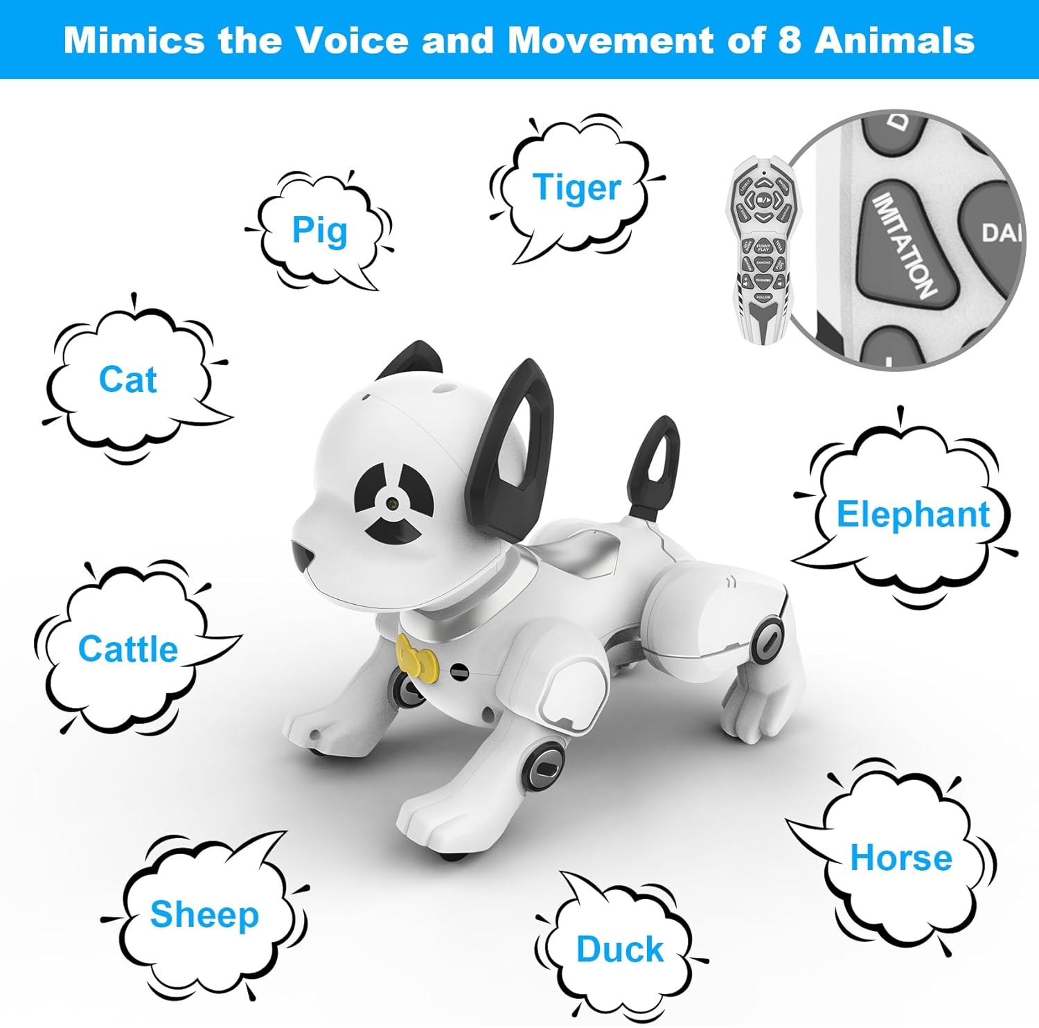 Remote Control Robot Dog Toy, RC Dog Programmable Smart Interactive Robotic Pets, RC Stunt Robot Toys Imitates Animals Music Dancing Handstand Push-Up Follow Functions for Boys Girls Toy White Silver - Image 5