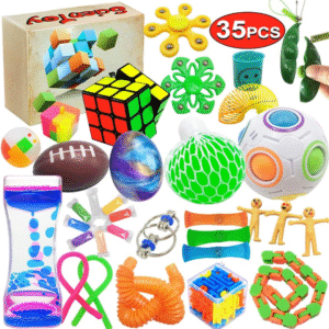 Fidget Toy Set, 35 Pcs Sensory Toy for ADD, OCD, Autistic Children, Adults, Anxiety Autism to Stress Relief and anti Anxiety with Motion Timer, Perfect for Classroom Reward with Gift Box