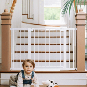 29.7-48" Baby Gate for Stairs, Mom'S Choice Awards Winner-Dog Gates for Doorways, Auto Close Safety Pet Gate for Dogs Indoor, Easy Install Pressure Mounted Child Gate with Walk Thru Door, White