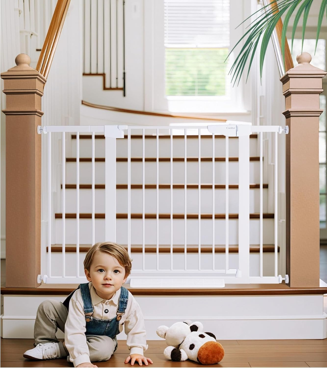 29.7-48" Baby Gate for Stairs, Mom'S Choice Awards Winner-Dog Gates for Doorways, Auto Close Safety Pet Gate for Dogs Indoor, Easy Install Pressure Mounted Child Gate with Walk Thru Door, White