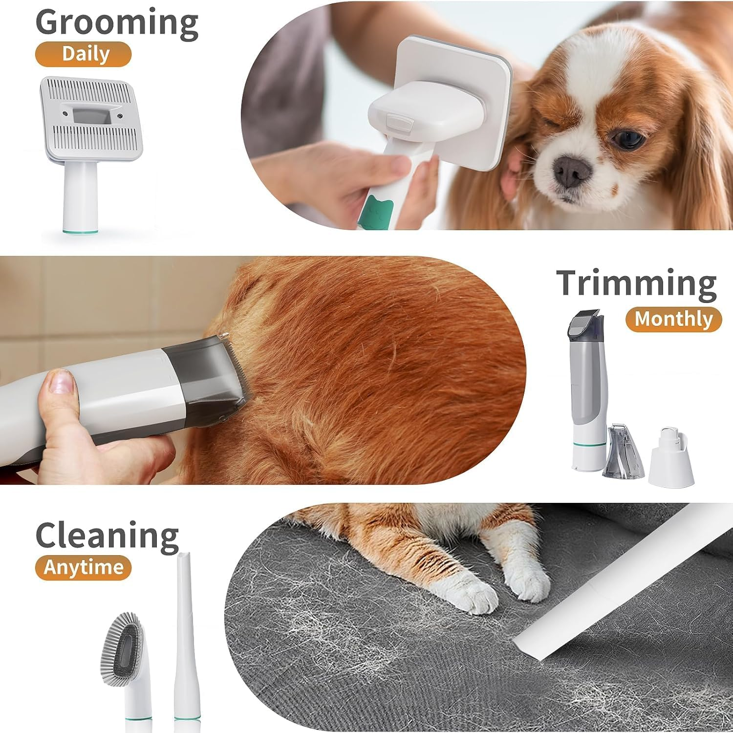 Dog Grooming Kit, Pet Grooming Vacuum with Pet Clipper Nail Grinder, Dog Hair Vacuum with 6 Pet Grooming Tools for Dogs Cats Shedding Grooming - Image 6