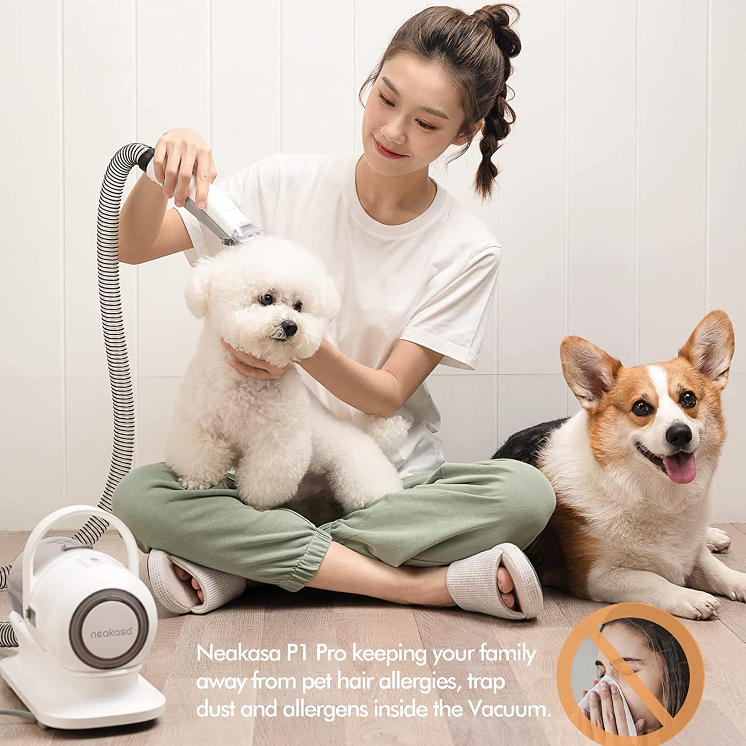 P1 Pro Pet Grooming Kit & Vacuum Suction 99% Pet Hair, Professional Clippers with 5 Proven Grooming Tools for Dog and Cat - Image 7