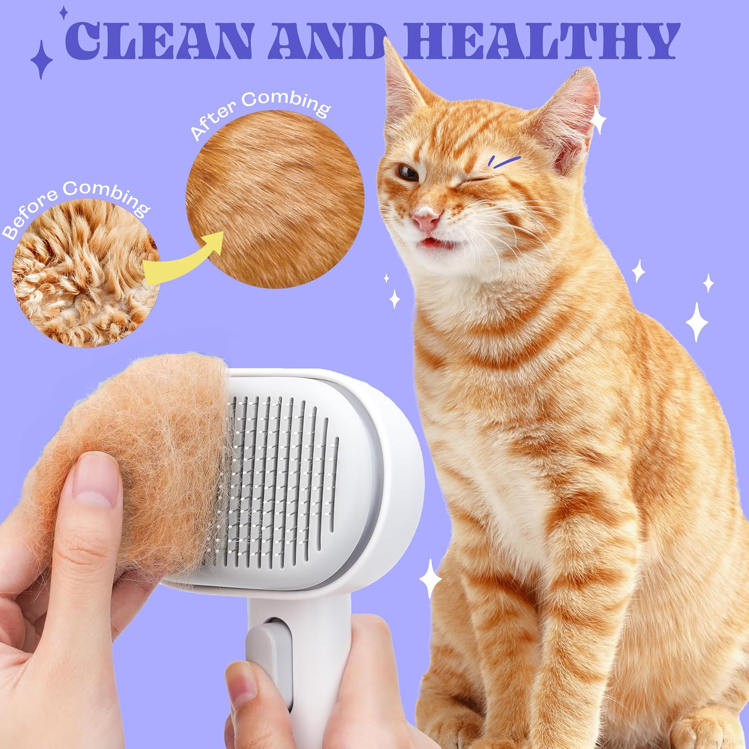 Cat Steam Brush, 3 in 1 Pet Hair Removal Tool, Self Cleaning Steamy Cat Brush for Massage, Dog Brush for Shedding, Cat&Dog Hair Remover - Image 4