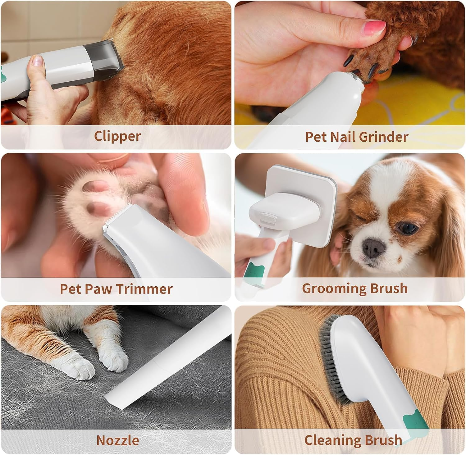 Dog Grooming Kit, Pet Grooming Vacuum with Pet Clipper Nail Grinder, Dog Hair Vacuum with 6 Pet Grooming Tools for Dogs Cats Shedding Grooming - Image 7