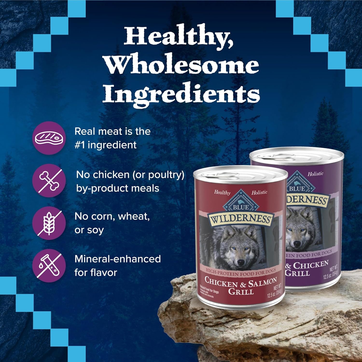 Wilderness High Protein Beef and Chicken & Salmon and Chicken Wet Dog Food Variety Pack for Adult Dogs, Grain-Free, 12.5 Oz Cans (6 Pack) - Image 5