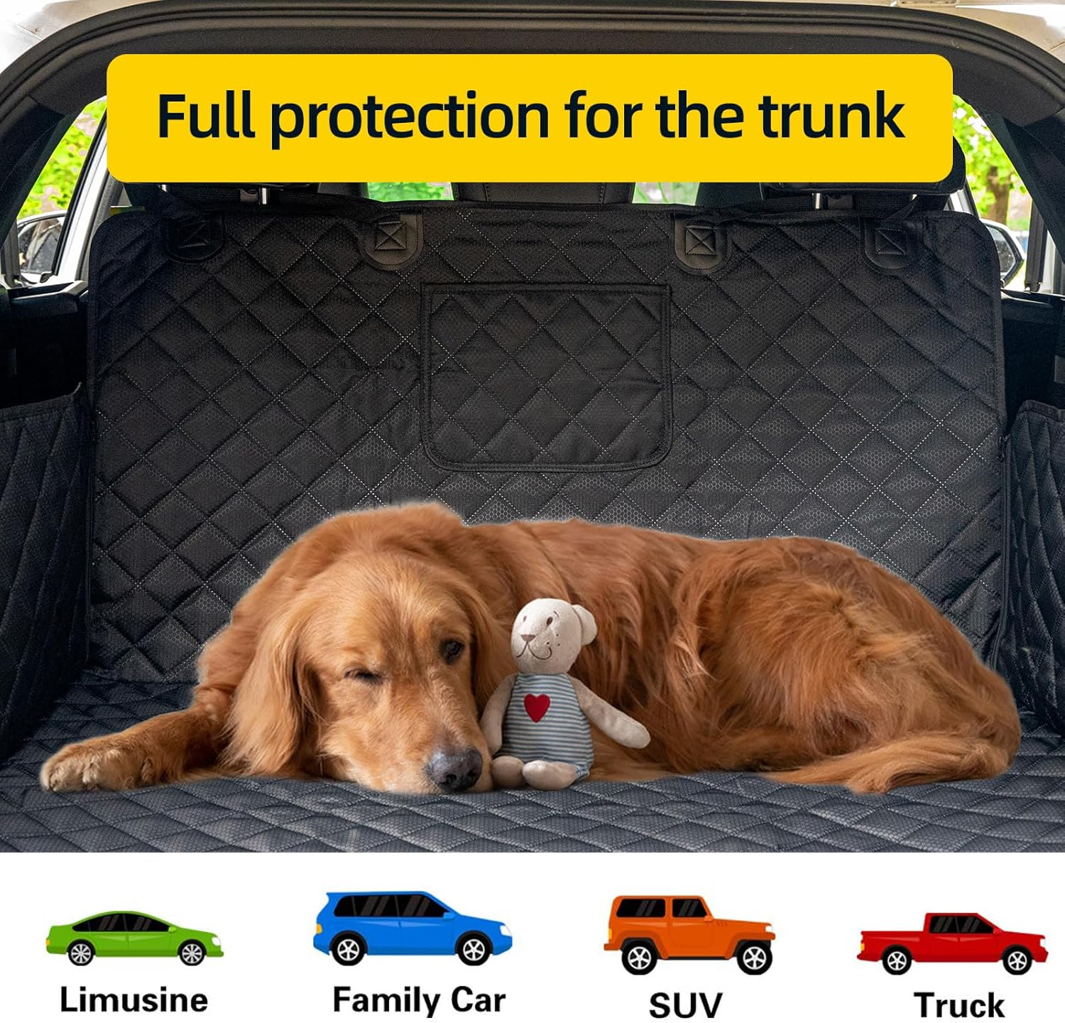 SUV Cargo Liner for Dog Car Seat Cover for Pets Waterproof Cargo Cover Dog Seat Mat for Suvs Sedans Vans with Bumper Flap Protector, Non-Slip, Black 70"X40" - Image 3