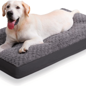 Dog Crate Bed Waterproof Dog Beds for Medium Dogs Rose Velvet Soft Fluffy Washable Dog Bed with Removable Cover & Anti-Slip Bottom, 35 X 22 Inch, Gray