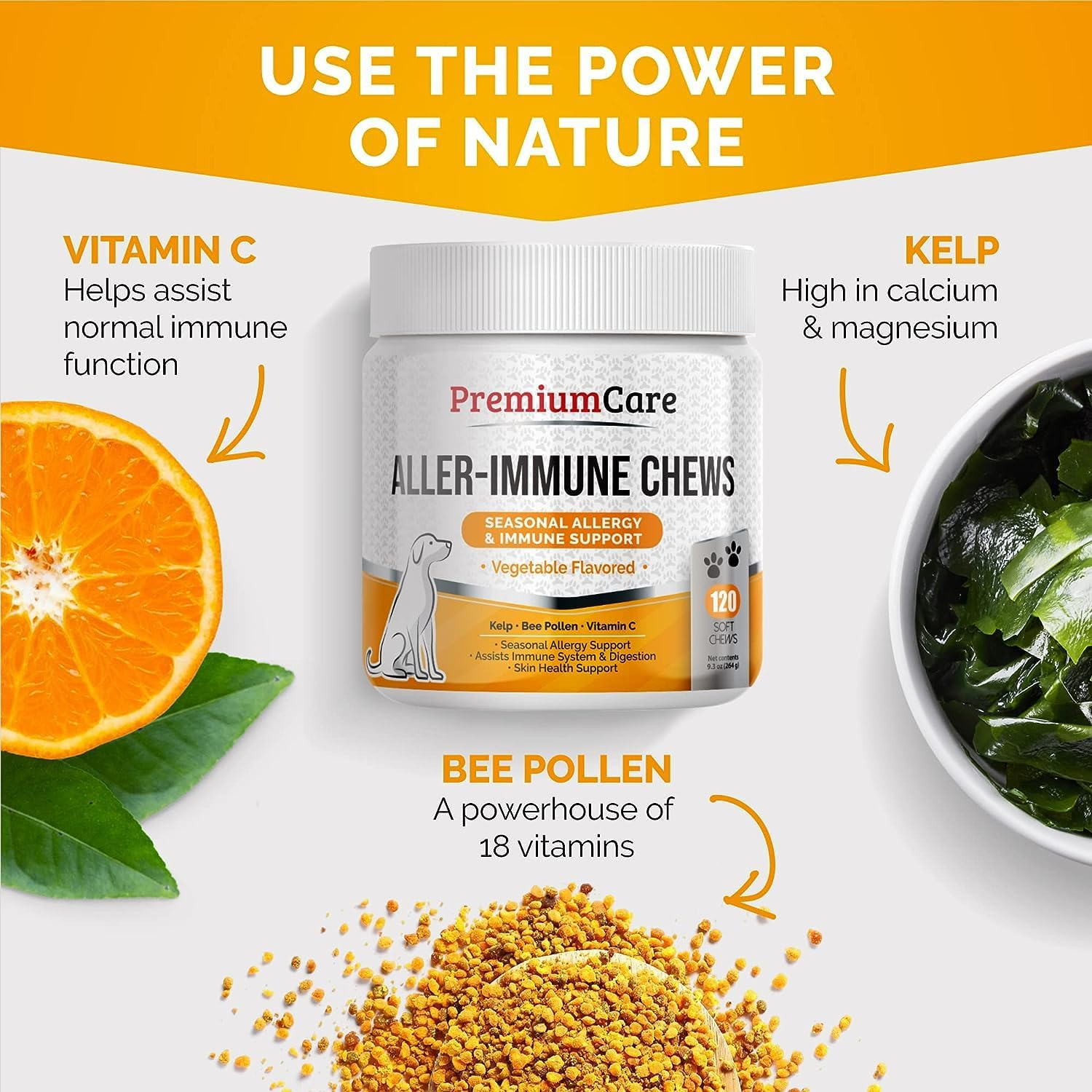 Itch Relief for Dogs - 120 Allergy Chews for Dogs - anti Itch Seasonal Support for Pets Itchy Skin Relief Skin Health Support with Colostrum, Vitamin C, Omega and Bee Pollen - Image 4