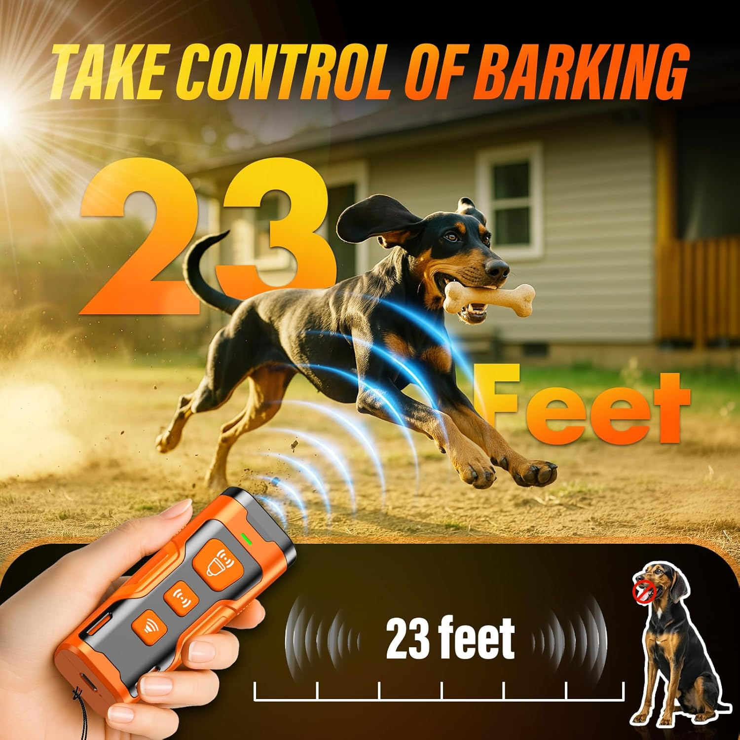 Dog Bark Deterrent Device, 3X Ultrasonic anti Barking, 6 Training Modes 23 FT Range Barks No More Indoors Outdoors Behavior Correct Safe & Humane Rechargeable Compact Bark Control for Dogs - Image 3