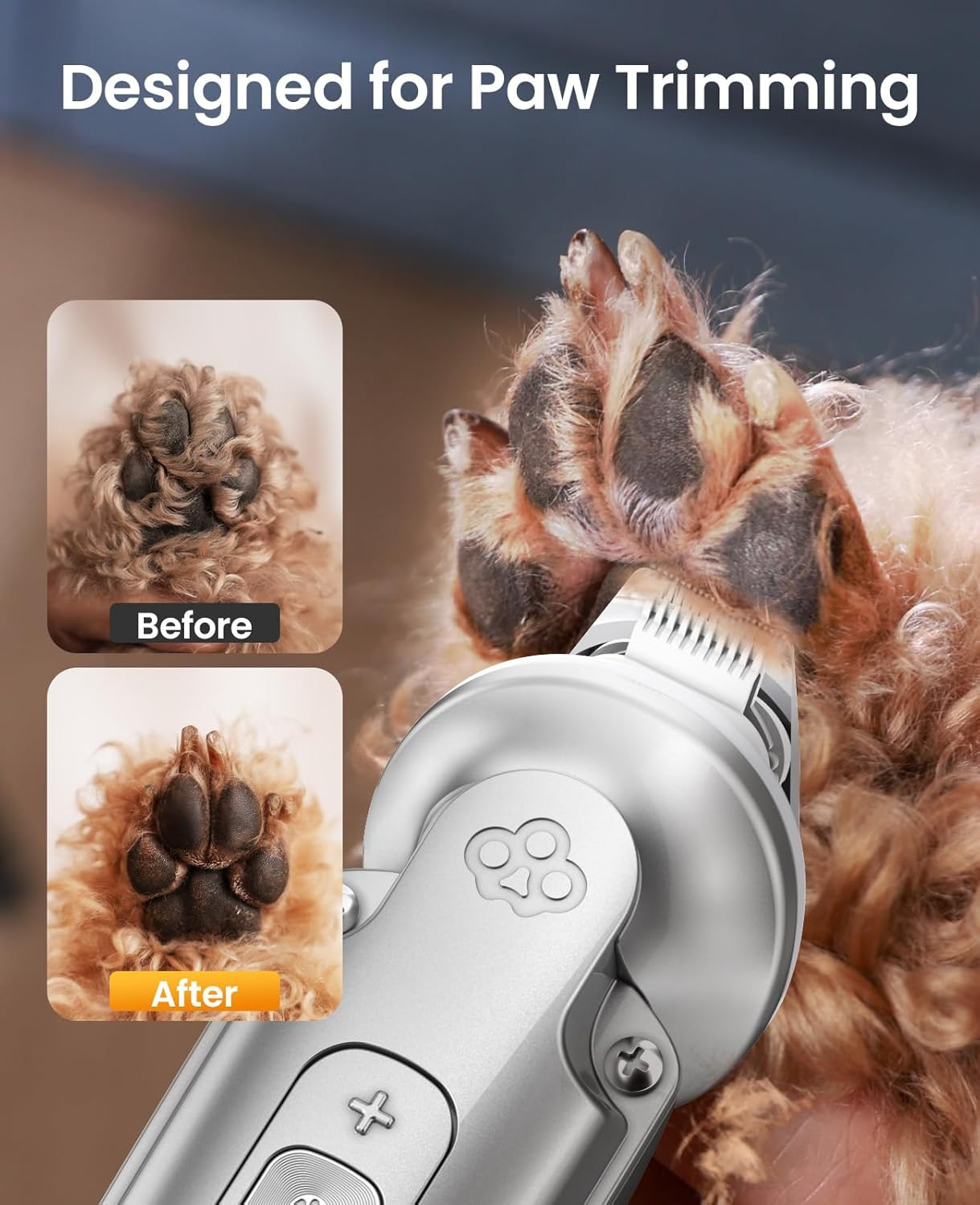 Small Dog Clippers and Paw Trimmer with Low Noise, 4 - in - 1 Cordless Dog Grooming Kit with 3 - Level Speed Clippers (7000 RPM) for Grooming Thick Hair, Waterproof Shaver for Dogs and Cats - Image 3