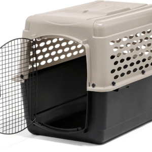 Vari Dog Kennel - Portable Dog Carriers & Crates for Large Dogs, Airline-Friendly, Durable Plastic, Pet Carrier for Home and Travel, 36 Inches, Taupe and Black