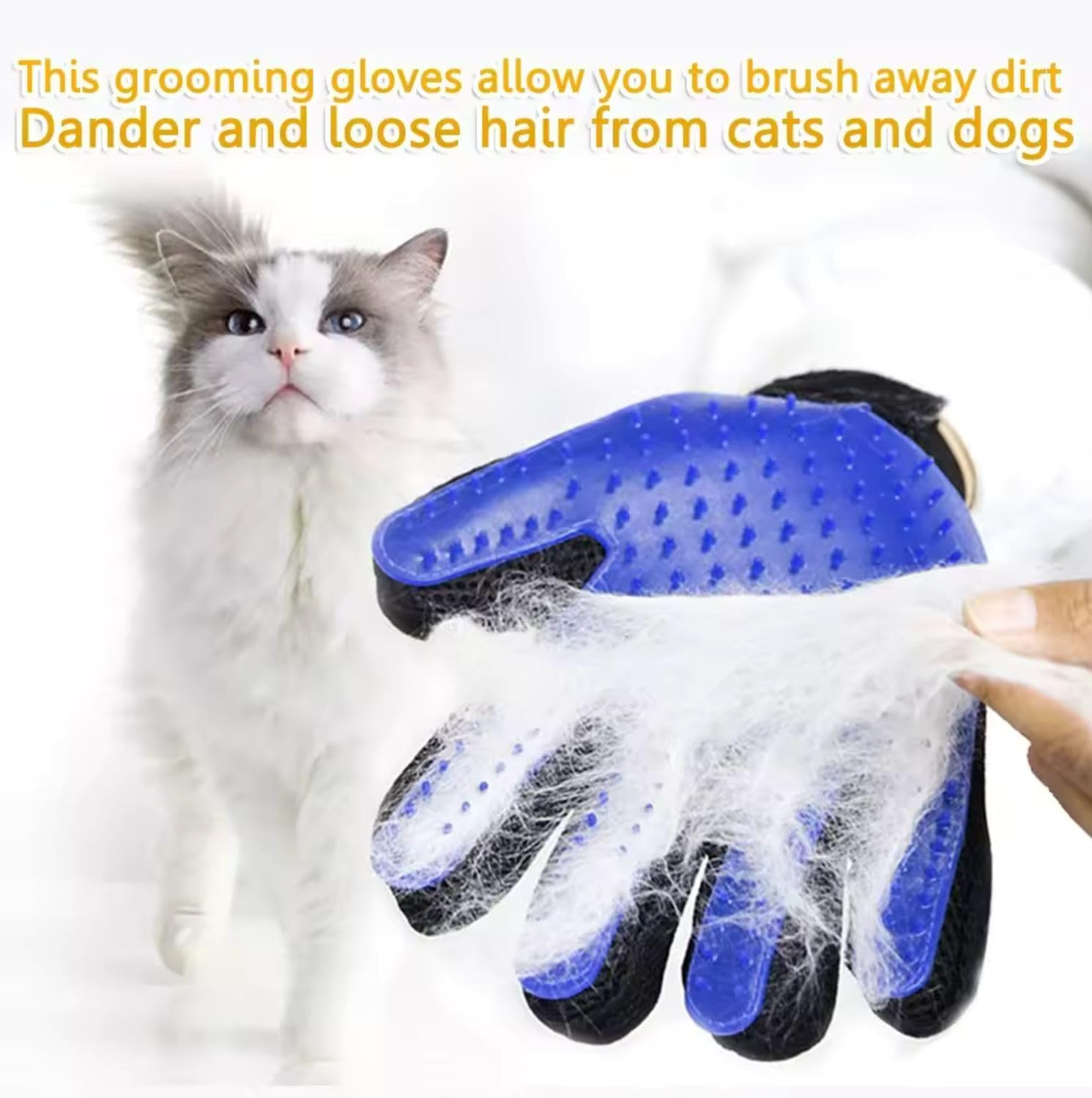 Pet Grooming Glove-Pet Hair Remover Glove- Perfect Pet Cleaning Brush Glove- Perfect Washing Glove Brush of the Dog & Pet for Short and Long Fur - 1 Pack (Right-Hand), Blue - Image 5
