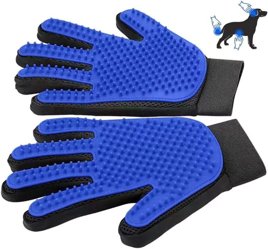 Pet Grooming Glove-Pet Hair Remover Glove- Perfect Pet Cleaning Brush Glove- Perfect Washing Glove Brush of the Dog & Pet for Short and Long Fur - 1 Pack (Right-Hand), Blue