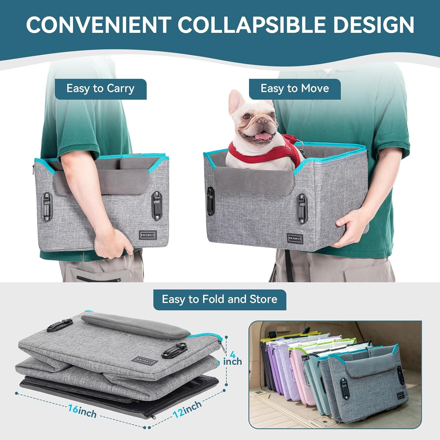 Dog Car Seats for Small Dogs, Patent Safe Buckles Dog Booster Car Seat, Cat Cars Seat with Safety Belt, Suitable for Small Pets up to 25Lbs (Grey) - Image 9