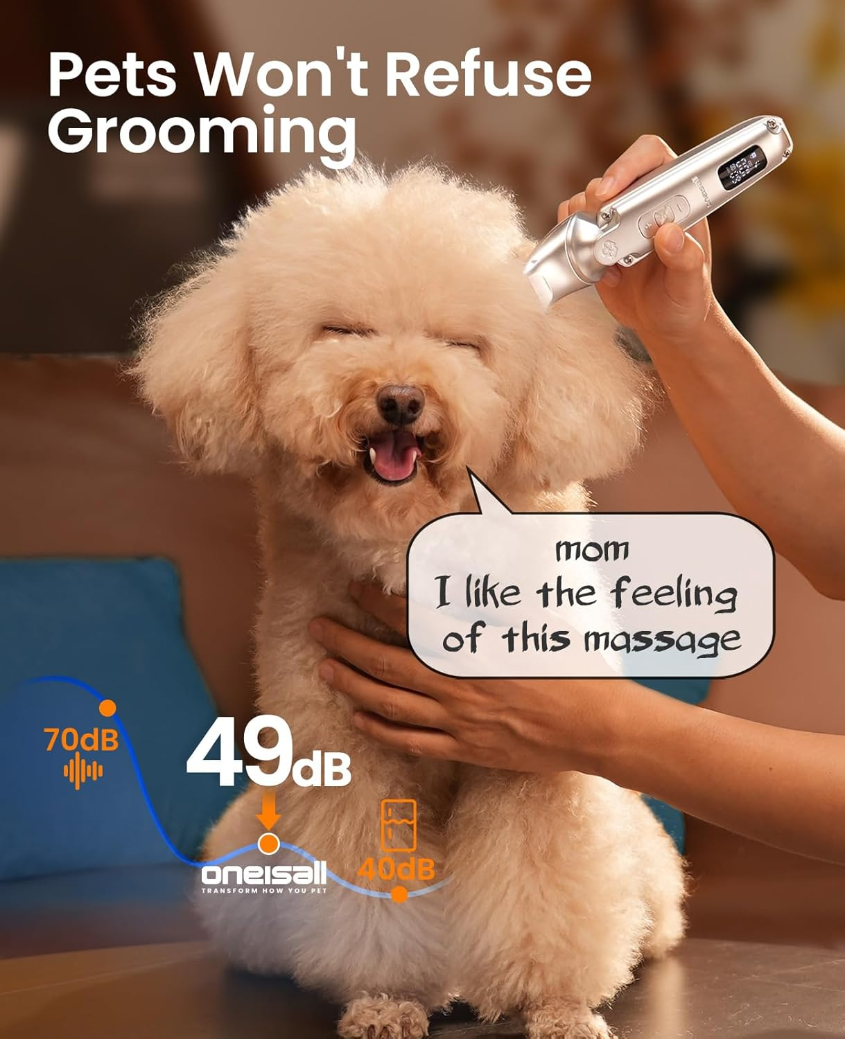 Small Dog Clippers and Paw Trimmer with Low Noise, 4 - in - 1 Cordless Dog Grooming Kit with 3 - Level Speed Clippers (7000 RPM) for Grooming Thick Hair, Waterproof Shaver for Dogs and Cats - Image 5