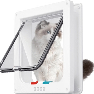 Medium Cat Door Interior Door Pet Door for Cat Exterior Door 4 Modes Locking Suitable for Window and Wall (White)