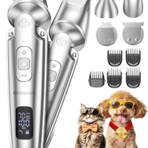 Small Dog Clippers and Paw Trimmer with Low Noise, 4 - in - 1 Cordless Dog Grooming Kit with 3 - Level Speed Clippers (7000 RPM) for Grooming Thick Hair, Waterproof Shaver for Dogs and Cats