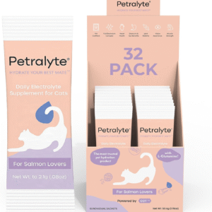 Cat Hydration Electrolyte and Cat Joint Supplement | Hydration Support for Cats W/Glucosamine, Chondroitin, L-Glutamine, Taurine, Lysine & Prebiotics | for Salmon Lovers | 32 Packets