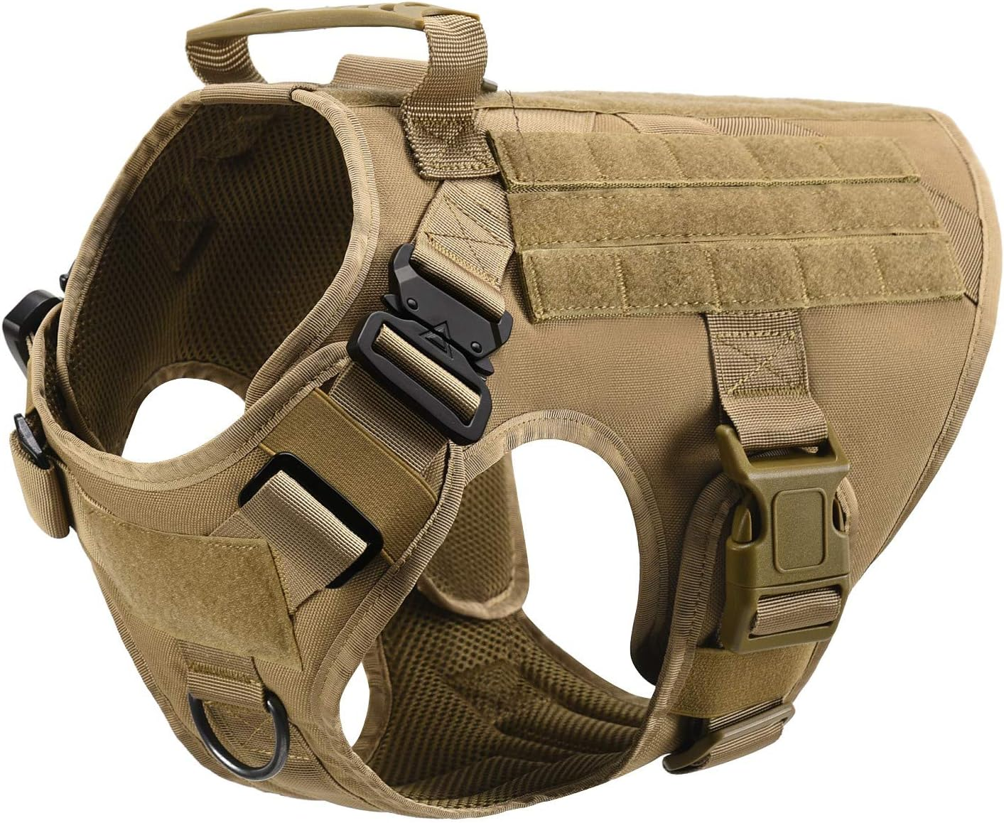 Tactical Dog Harness with Handle, Collar & Leash Set – No Pull Dog Vest with Adjustable Buckles, Reflective Patches & Heavy-Duty Nylon for Medium Dogs (Khaki) - Image 8