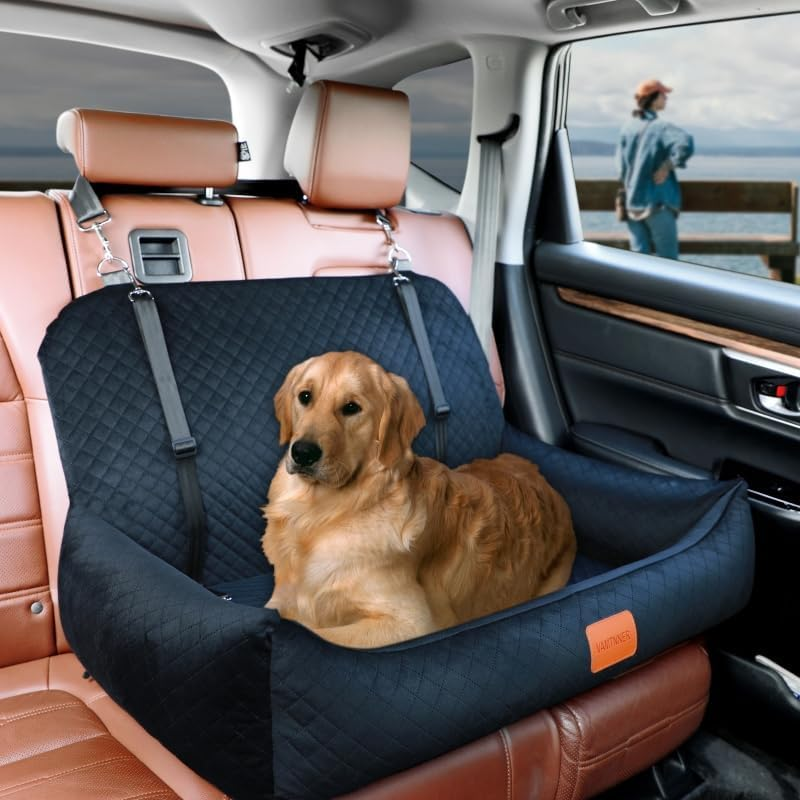 Large Dog Car Seat,Dog Car Bed for Large & Medium & 2 Small Dogs,Pet Booster Seats for Travel Safety,Soft Fabric and Non-Slip Base,Can Be Disassembled and Easy to Clean(Black) - Image 2