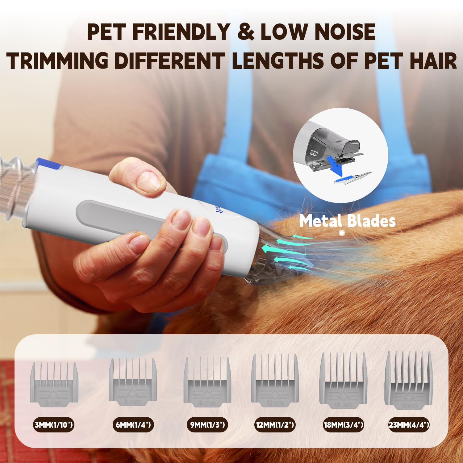 Dog Grooming Vacuum & Dog Grooming Kit, Dog Vacuum for Shedding Grooming with 2 L Capacity, Max 11 Kpa Dog Hair Vacuum with 15 Pet Grooming Tools & Bag, Pet Grooming Vacuum for Dogs/Cats/Home - Image 6