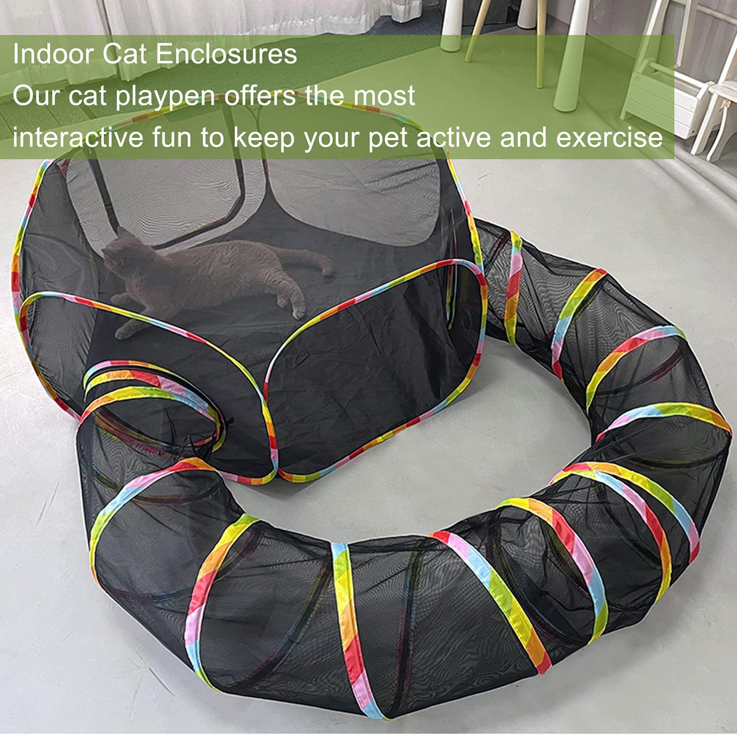 Outdoor Cat Enclosure, Portable Cat Tents for Outside, Cage Free outside Cat Playpen Pet Enclosure, Cat Tunnel Outdoor Playground for Indoor Cats & Small Animals - Image 6