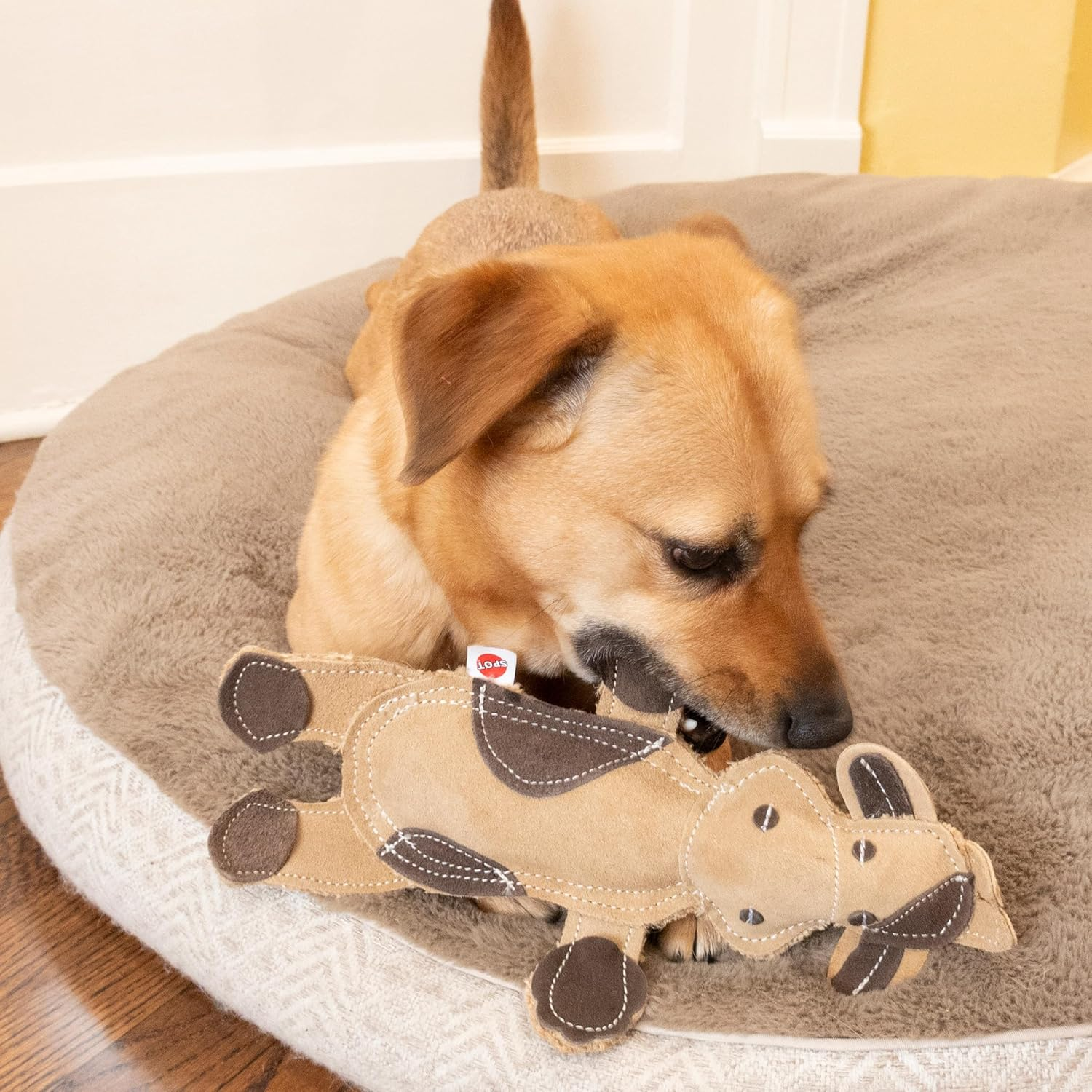 Dura-Fused Leather Barnyard Animals - Stuffed Dog Toy with Squeaker, Real Leather & Jute Fabric, for Light to Moderate Chewers, Great for Adult Dogs and Puppies - 11In, Assorted Styles, 1 Piece - Image 11